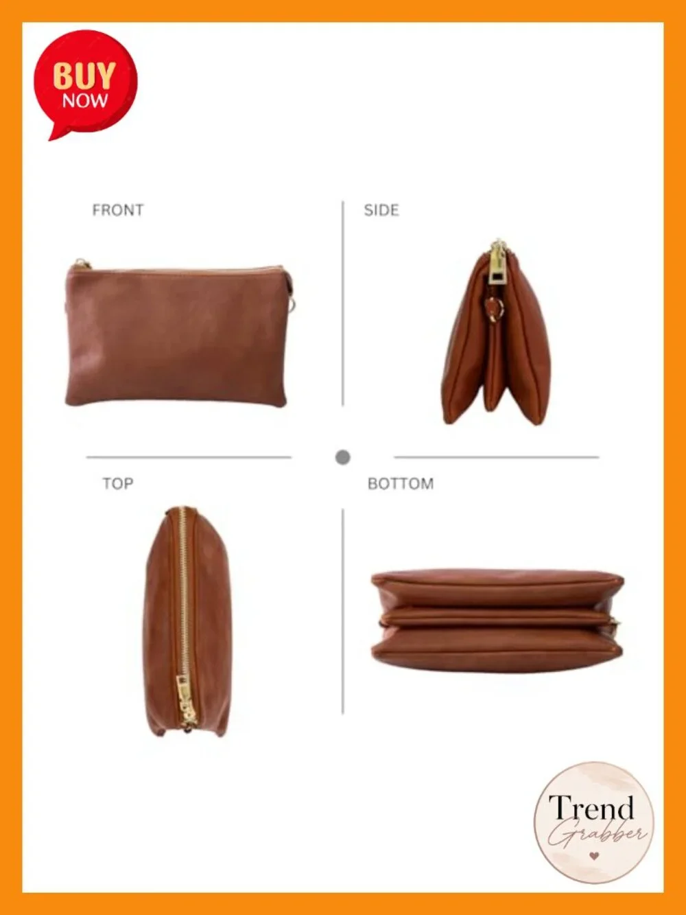 Vegan Leather Crossbody Bag Wristlet Clutch Purse for Women